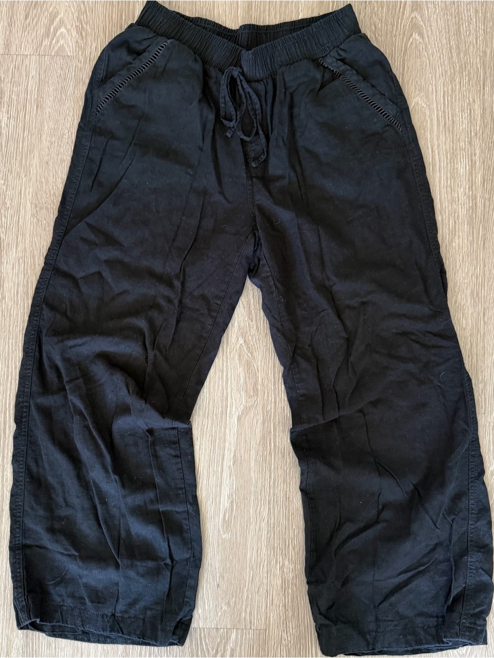 Briggs black linen blend wide leg pants sz M